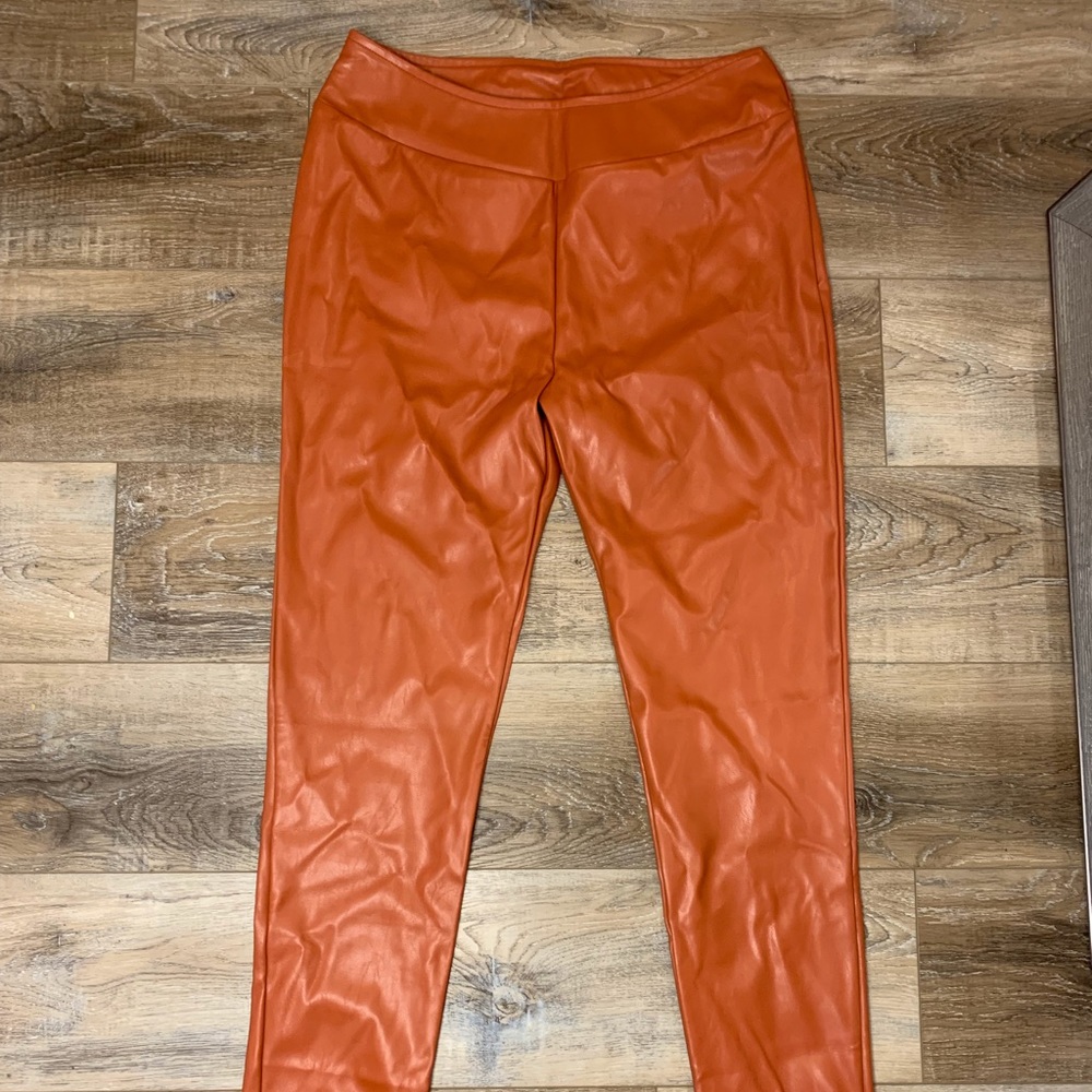 Faux Leather Insulated Zip Pants